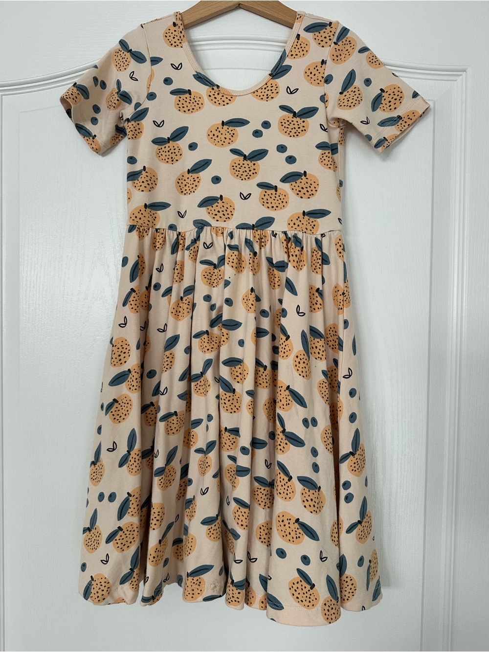 Alice + Ames short sleeve ballet dress, lemons, cream + yellow, size 7